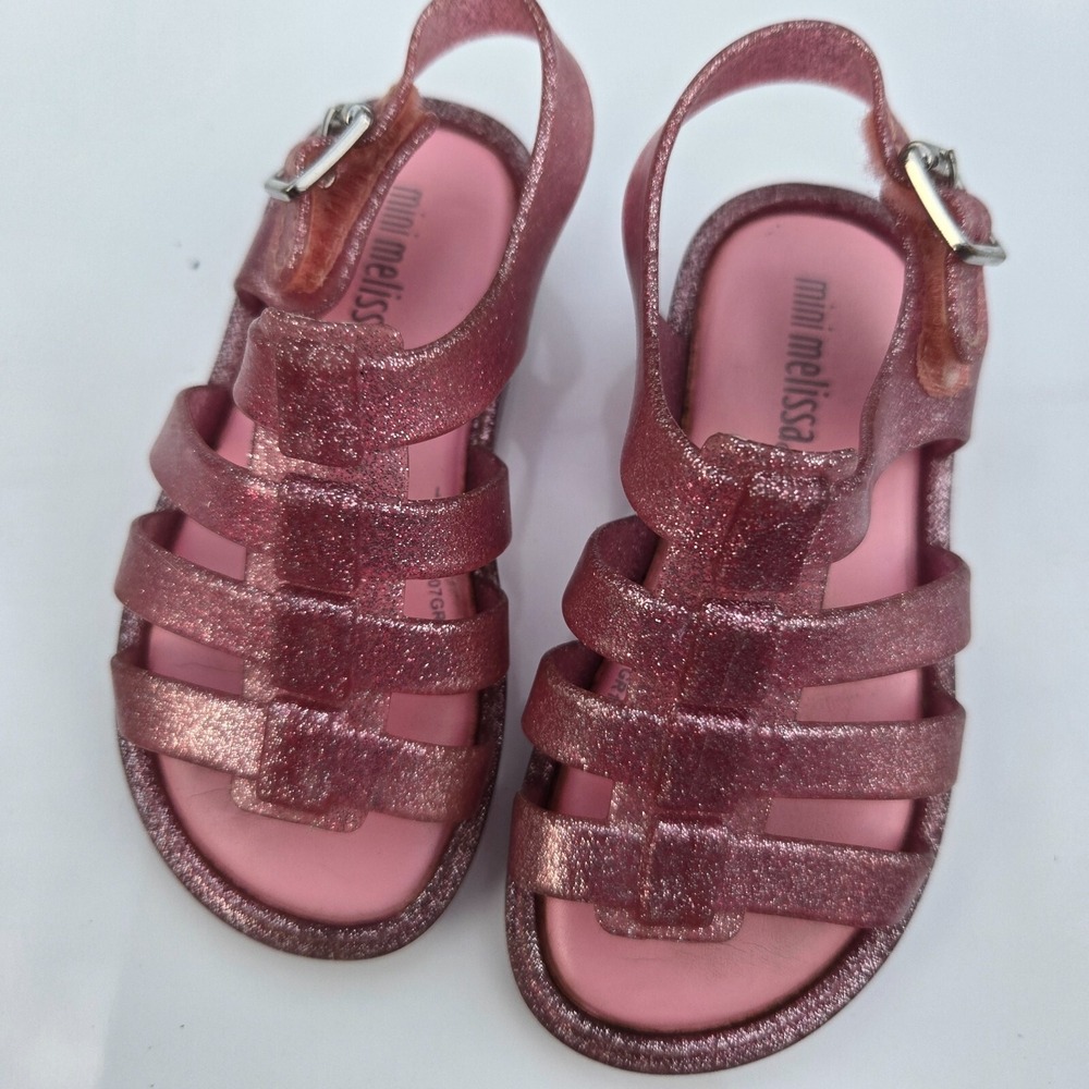 Mini Melissa Pink Possession Glitter Jelly Sandals, Size 7‎